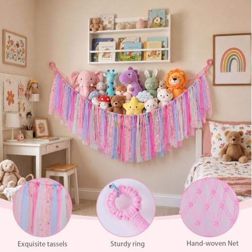FIOBEE Stuffed Animals Net LED Light Toy Hammock for Kids Bedroom Storage - Image 6