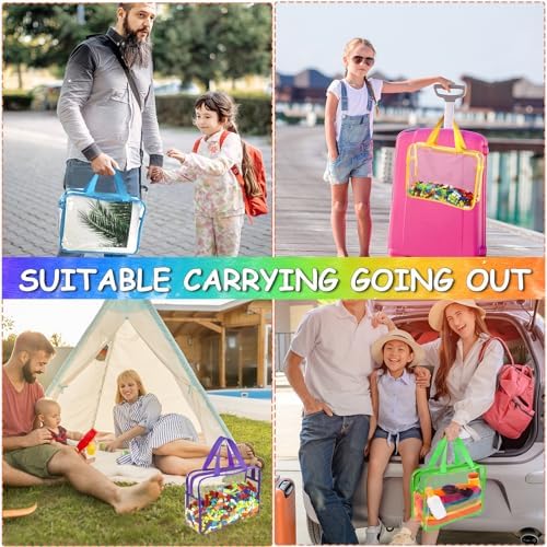 6 Colors Large Toy Storage Bags Reusable Clear Toy Organizer with Labels - Image 7