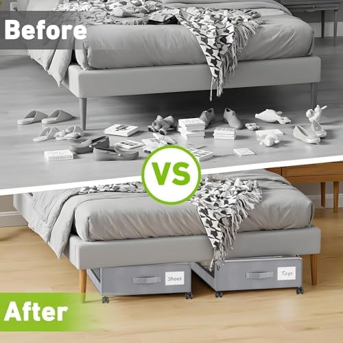 Beborxue Under Bed Storage with Wheels, 4-Pack (Gray) - Image 6