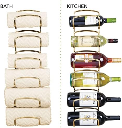 mDesign Metal Towel Storage Unit – Bathroom Towel Storage for Towels – Practical Towel Rack Also for Bathroom Accessories – Brass - Image 6