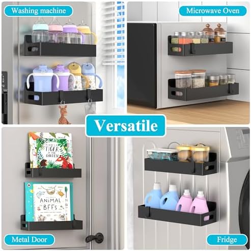 2 Pack Magnetic Spice Rack for Refrigerator Upgrade Black - Image 7