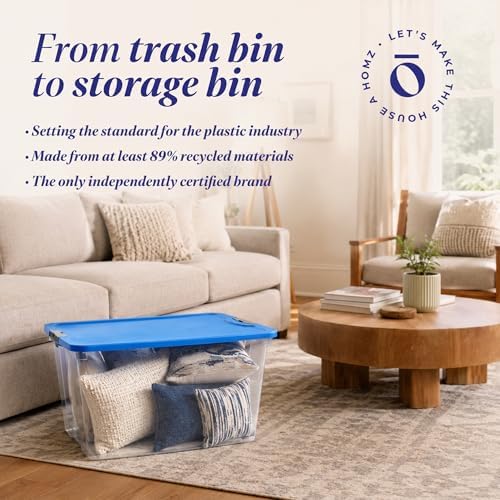 HOMZ Clear Plastic Storage Bin with Secure Latching Blue Lid, 64 Qt, 2 Pack - Image 7