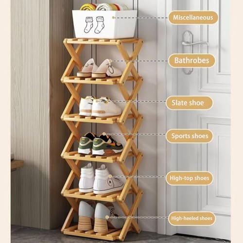 Vertical Narrow Shoe Rack, 6 Tier Portable Folding Shoe Storage Rack, Without Installation Free Standing Shoe Rack for Corridors, Bedrooms Living Room Corner and Small Spaces (6 Tier) - Image 6
