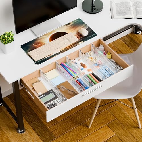 Clear Drawer Dividers Organizers, Adjustable Expandable Drawer Divider Organizer for Clothes, Dresser, Kitchen & Office Drawers, Acrylic Drawer Separators for Bedroom Storage, 4-Pack, Clear Plastic - Image 7