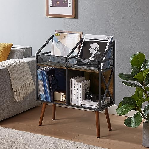 EYOCAL Vinyl Record Storage Holder Rack,250 LP Wooden Record Display Table for Albums Books Magazines Files for Living Room Bedroom Patent Pending - Image 6