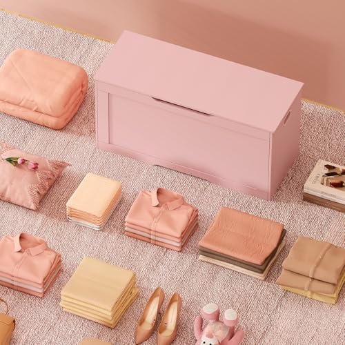 usikey 39.4” Storage Chest, Toy Box with 2 Safety Hinges, Toy Chest, Storage Bench for Bedroom, Supports 220 lb, for Living Room, Entryway, Pink - Image 7