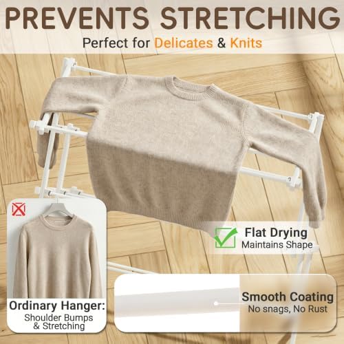 Foldable Clothes Drying Rack, Reinforced Joints, White - Image 6