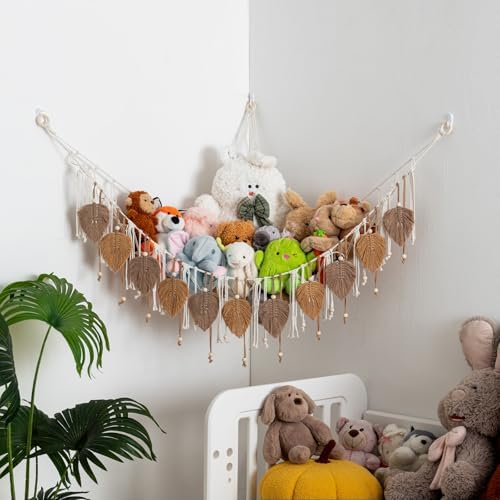 Pretty Jolly Stuffed Animal Hammock with Leaf Beads and Tassels - Image 7