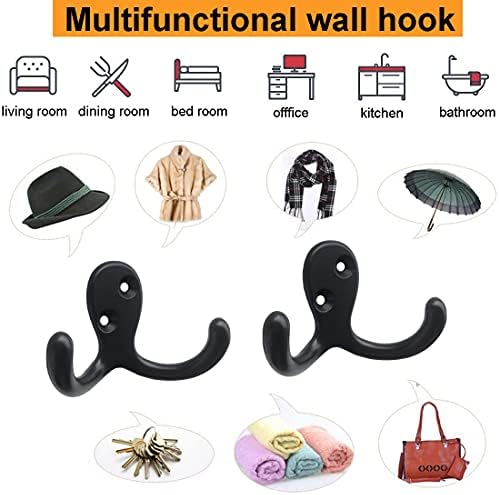 Coat Hooks Hardware,20 Pcs Wall Hooks Heavy Duty Hooks for Hanging Coats Double No Rust Hook Wall Mounted for Key, Towel, Bags, Cup, Hat (20pcs Black) - Image 7