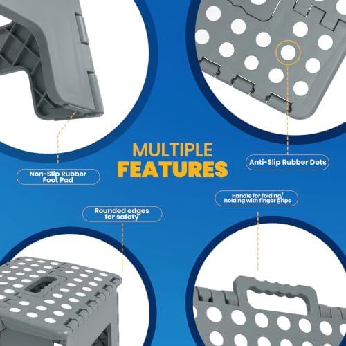 Utopia Home Folding Step Stool 9 Inch, Anti-Slip, Grey, 1-Pack - Image 6