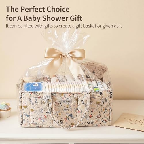 Colorful Cute Cartoon Animal Prints Baby Diaper Caddy Organizer, Large Storage Basket for Newborn Essentials Baby Shower Gifts - Image 7
