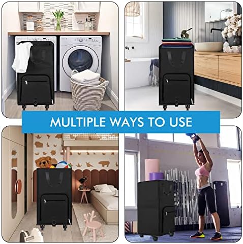 Bukere Laundry Hamper with Wheels, Large Rolling Laundry Basket with 4 Casters and 2 Handles, Collapsible Freestanding Wheeled Laundry Bag for Clothes, Laundry Room, Bathroom Midnight Grey - Image 7