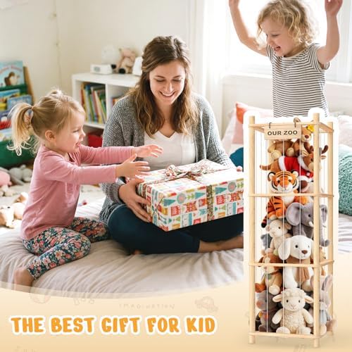 Woodure Stuffed Animal Storage & Organizer, Wooden Cute Zoo Toy Holder for Toddler Rooms, Playrooms & Bedrooms(2pcs) - Image 6