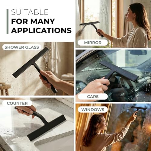 GÜTEWERK Silicone Shower Squeegee with 3-in-1 No-Drill Mount, Black, 15'' - Image 6