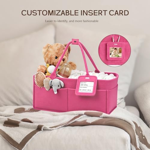 Diaper Caddy Organizer - Large Baby Caddy Organizer with Handle (Pink) - Image 7