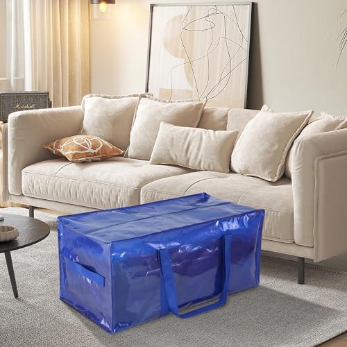 JCBZAMZ 8 Pack Heavy Duty Extra Large Moving Bags with Handles,Waterproof Foldable Storage Totes,Clothing Storage Bags,Packing Moving Boxes for College Supplies & Seasonal Storage, Blue - Image 7