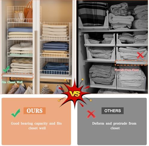 Yociyoga 7-Tier Stackable Closet Organizers and Storage Shelves, Foldable Closet Shelf Organizer System, Stackable Storage Bins Drawers for Closet Organizer System, White(Patent No. 30022416) - Image 6