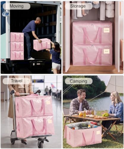 Moving Bags Heavy Duty Extra Large 6-Pack, 110 LBS Load Storage Bag, Pink - Image 6