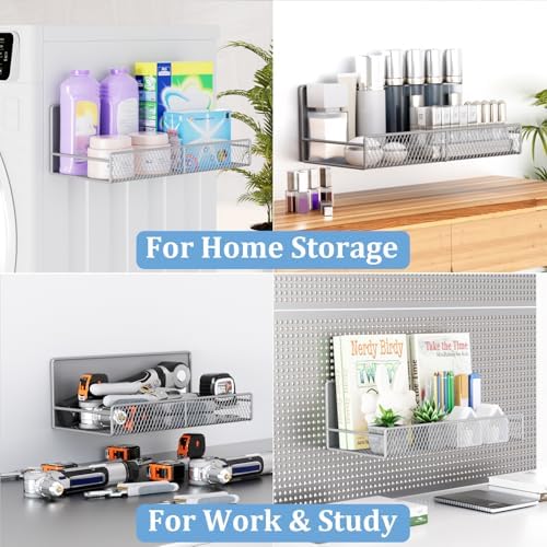 DTUQYX Magnetic Shelf for Washing Machine 4-Pack: Widen Magnetic Laundry Organizer (5"-6") with Hanger Organizer, Strong Magnet, Rust Proof, Heavy Duty Magnetic Spice Rack for Refrigerator (Grey) - Image 7