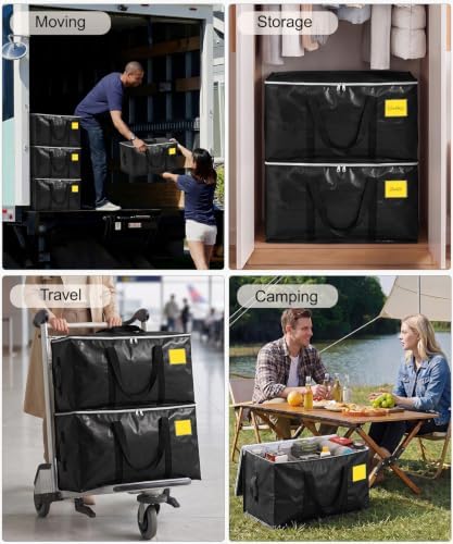 Moving Bags Heavy Duty Extra Large 6-Pack, 110 LBS Load Storage Bag, Black - Image 6