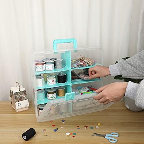 BTSKY Clear Plastic Dividing Storage Box with 8 Deep Compartment Sewing Box - Image 6