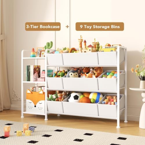 BBLIKE Kids Bookshelf and Toy Storage Organizer with 9 Removable Toy Bins - Image 6