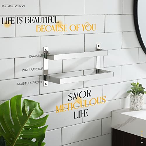KOKOSIRI Towel Bars Hand Towel Holders 16 Inches Chrome Bathroom 2-Tiers Ladder Towel Rails Wall Mounted Towels Shelves Rack Polished Stainless Steel, B5008CH-L16 - Image 6