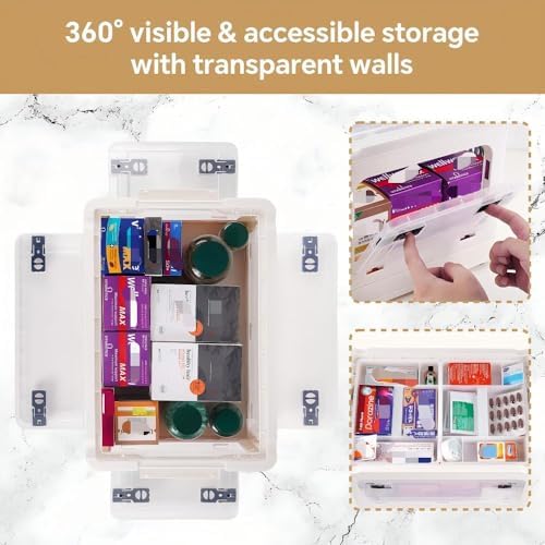 2-Tier Medicine Organizer - 30qt Plastic Foldable Storage Box with Handle - Image 6