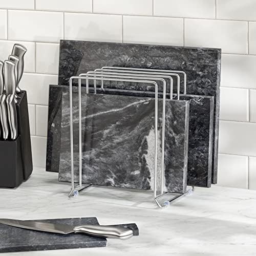 mDesign 5 Slot Pot and Pan Rack — Metal Wire Rack for Cabinets, Pantries or Kitchen Surfaces — Freestanding Pan Stand for Pans, Pots, Lids and Crockery – Silver - Image 6
