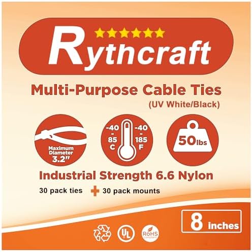 30 Pack 2 inch Zip Tie Adhesive Mounts Self Adhesive Cable Tie Base Holders with Multi-Purpose Tie wire clips with screw hole,Anchor stick on wire holder with 8 inch zip ties(Black) - Image 7