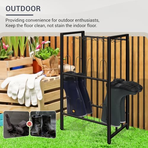 GADFISH Free Standing Shoe Racks, Vertical Boot Rack, Black Metal Boot Storage Organizer Tall Boots Organizer for Closet, Entryway, Shoe Rack for Boots, Sneakers, Fit 8 Pairs - Image 6