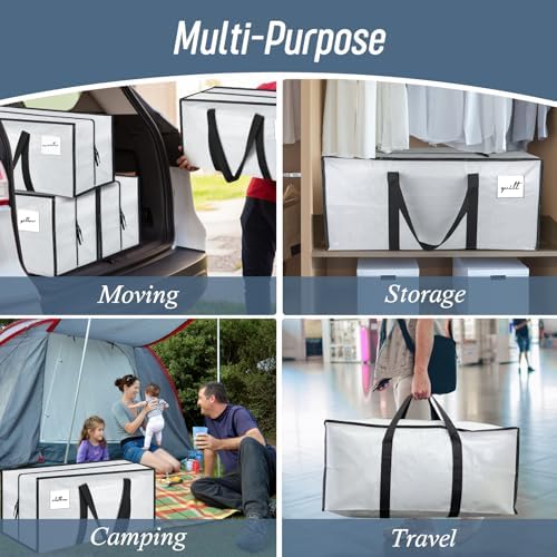6 Pack Extra Heavy Duty Large Moving Bags with Strong Zipper, White - Image 7