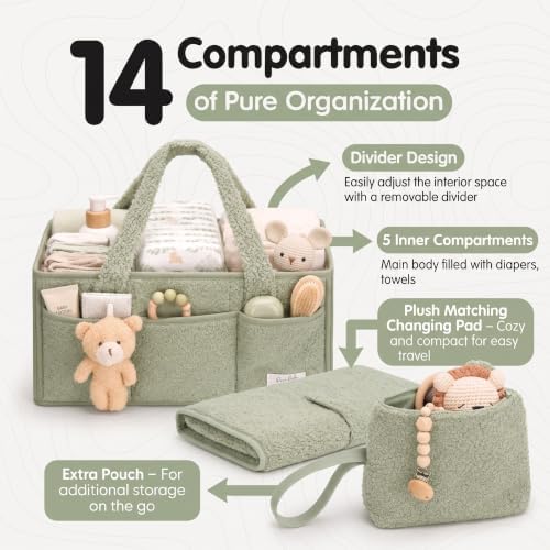 PeraBella Baby Diaper Caddy Organizer, Nursery Storage Baby Basket 3Pcs Set - Image 7
