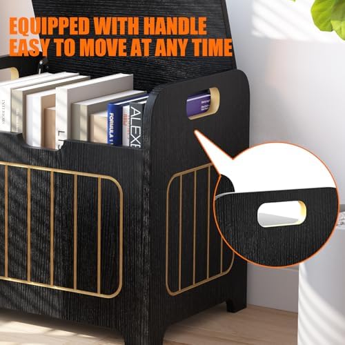 Aenuert Storage Chests, Small Cube Organizer Box,Wooden Entryway Storage (Black, With Handle) - Image 7