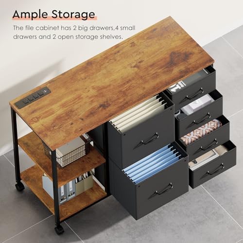 Maihail 6 Drawer File Cabinet with Charging Station and Open Storage Shelf - Image 7