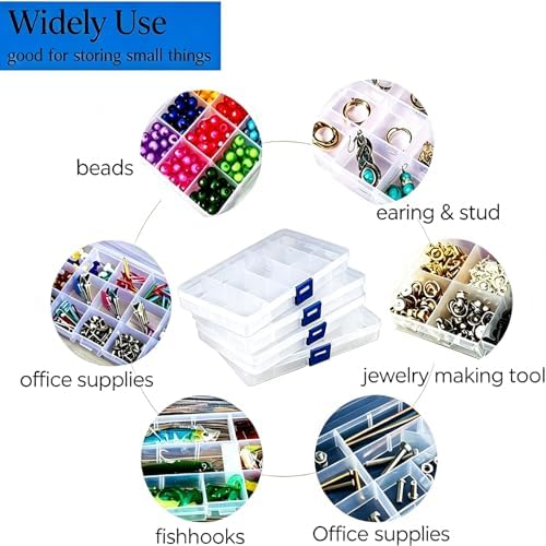 4Pack Bead Organizer Box with Adjustable Dividers,for Bracelet Making DIY Jewelry Craft Nail and Earring Organizing,Fishing Tackle Boxes (clear) - Image 6