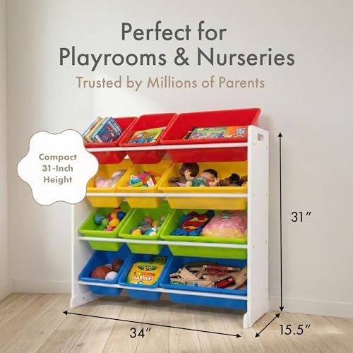 Humble Crew Kids Toy Organizer with 12 Bins, 4 Tier Storage for Playroom - Image 6