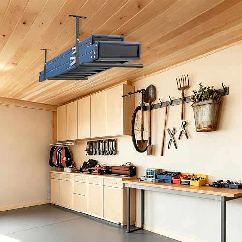 Stainless Steel Ceiling Storage Rack, 10"-18" Height Adjustable,Kayak Overhead Garage Storage Rack, Holds 100 lbs, for High-Altitude Storage of Kayaks, Surfboards, Canoes, Skis, and Ladders - Image 6