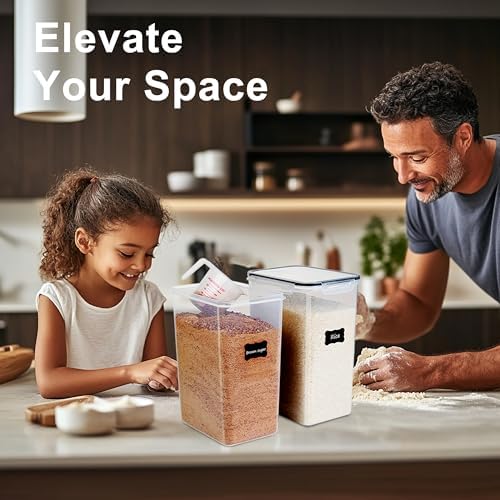 FOOYOO 2 PC Flour Sugar Storage Containers (8.5L | 287 Oz) Extra Large Food Storage Containers with Lids - Airtight Leakproof BPA FREE Flour Container for Rice, Cereal, Sugar - Image 6