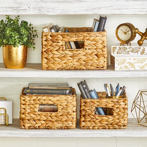 Honey-Can-Do Woven Water Hyacinth Wicker Storage Baskets, Nesting Set of 3, 9" L x 9" W x 6" H (Pack of 3) - Image 7