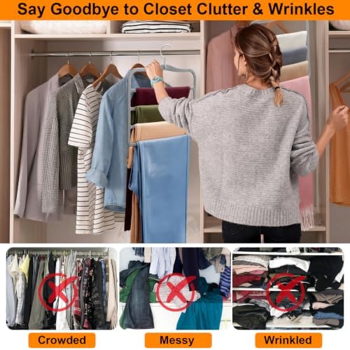 Velvet Pants Hangers Space Saving, 4 Pack Non Slip Closet Organizer - Image 7