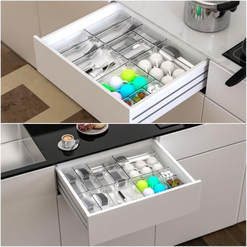 Yieach 44 Pcs Clear Acrylic Drawer Organizer Trays,1.6 in Shallow In Drawer Organizers for Bathroom,Office Desk and Vanity Organizers,Plastic Trays for Organizing for Jewelry,Cosmetic,Utensil,Junks - Image 6