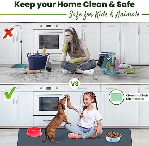 Large Silicone Mat 28" x 20" Mat Thick Heat Resistant, Kitchen Counter Mat Waterproof - Coffee Machine, Glass Top Stove Cover Countertop Protector for Air Fryer, Baking mat (Grey) - Image 6