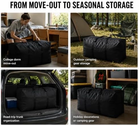 YiKitHom Extra Large Storage Canvas Duffle Bag for Travel, Black Oversized Giant Big Traveling Duffle Bag - Image 7
