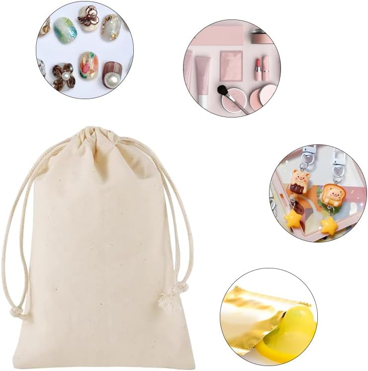 gobyhumm 20 Pieces Pure Cotton Drawstring Bags Muslin Bags Sachet Bag for Home Supplies (4.0 * 4.7")