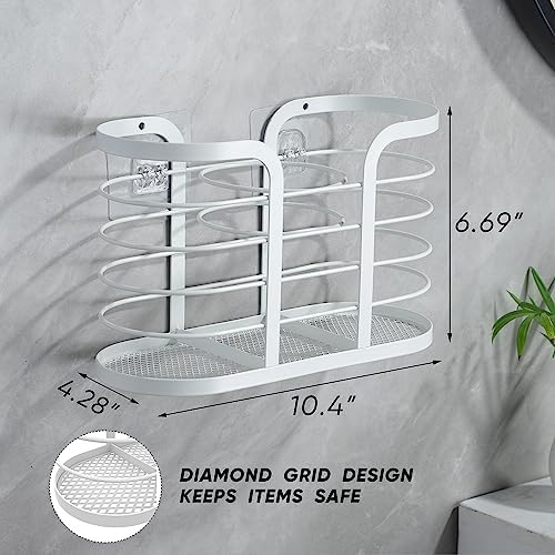 YIGII White Hair Dryer Holder - Adhesive Blow Dryer Holder/Hair Tool Organizer Bathroom Organizer Stick on Wall Mounted Multi-Functional Hair Dryer Rack for Wire Straightener, Shavers - Image 6