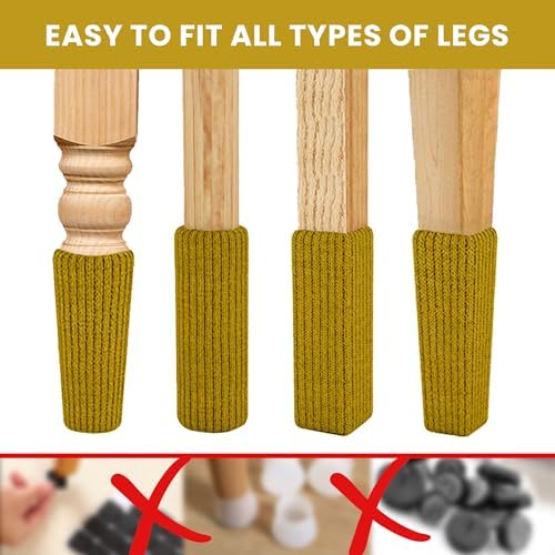 IAMZAY Chair Leg Socks 16 Pcs Gold Furniture Leg Covers Floor Protectors - Image 6