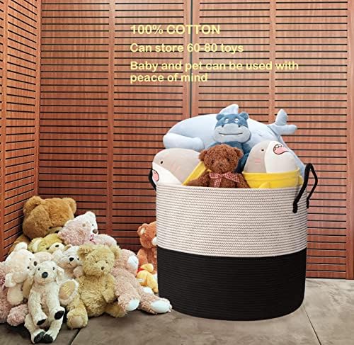 21" x 18"Extra Large storage baskets,Eco-friendly rope baskets with lid,blanket basket living room with lid,hampers for bedroom,big,round, Black 115L - Image 7
