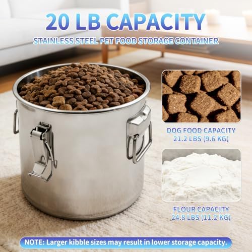20 lb Stainless Steel Dog Food Storage Container, Airtight Metal Pet Food Storage Bin with Lid and Scoop, Large Dog Food Container for Dry Food, Keep Fresh, Easy to Clean - Image 6