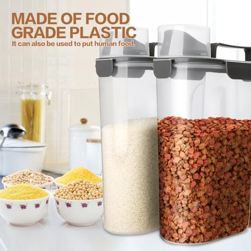 TIOVERY Dog Food Storage Container, 5-7 Lbs Airtight Pet Food Container, Cat food Container Dispenser with Portable Handle, Pouring Spout and Measuring Cup for Dogs Cats 2Pack White/6Qt - Image 6